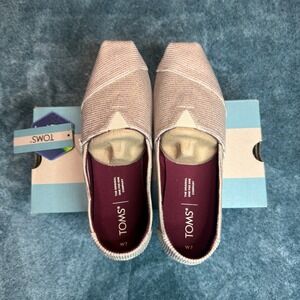 TOMS Alpargata Natural Glitter Rib Knit Slip-On Women's 7 NWT